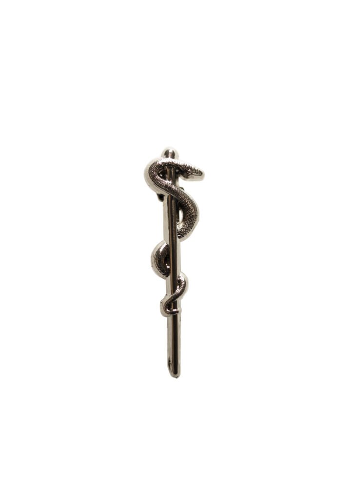 MedArtz Rod of Asclepius Pin with detailed 3D engraving